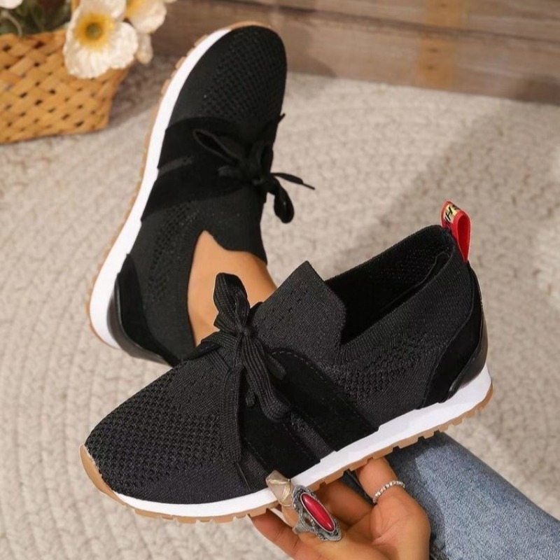 New Black Knit Breathable Wome - огляд і ціна Knit Fabric Lace Up Sneakers