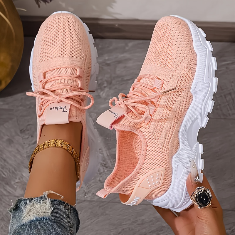 Breathable Knit Sneakers Fashi - огляд і ціна Knit Fabric Lace Up Sneakers