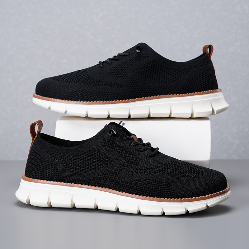 2026 New Men's Breathable Knit - огляд і ціна Knit Fabric Lace Up Sneakers